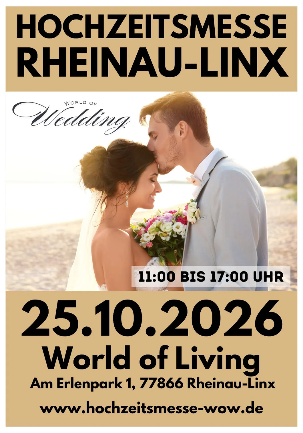 Hochzeitsmesse Rheinau-Linx am 25.10.2026, 11:00 bis 17:00 Uhr, World of Living, Am Erlenpark 1, 77866 Rheinau-Linx
